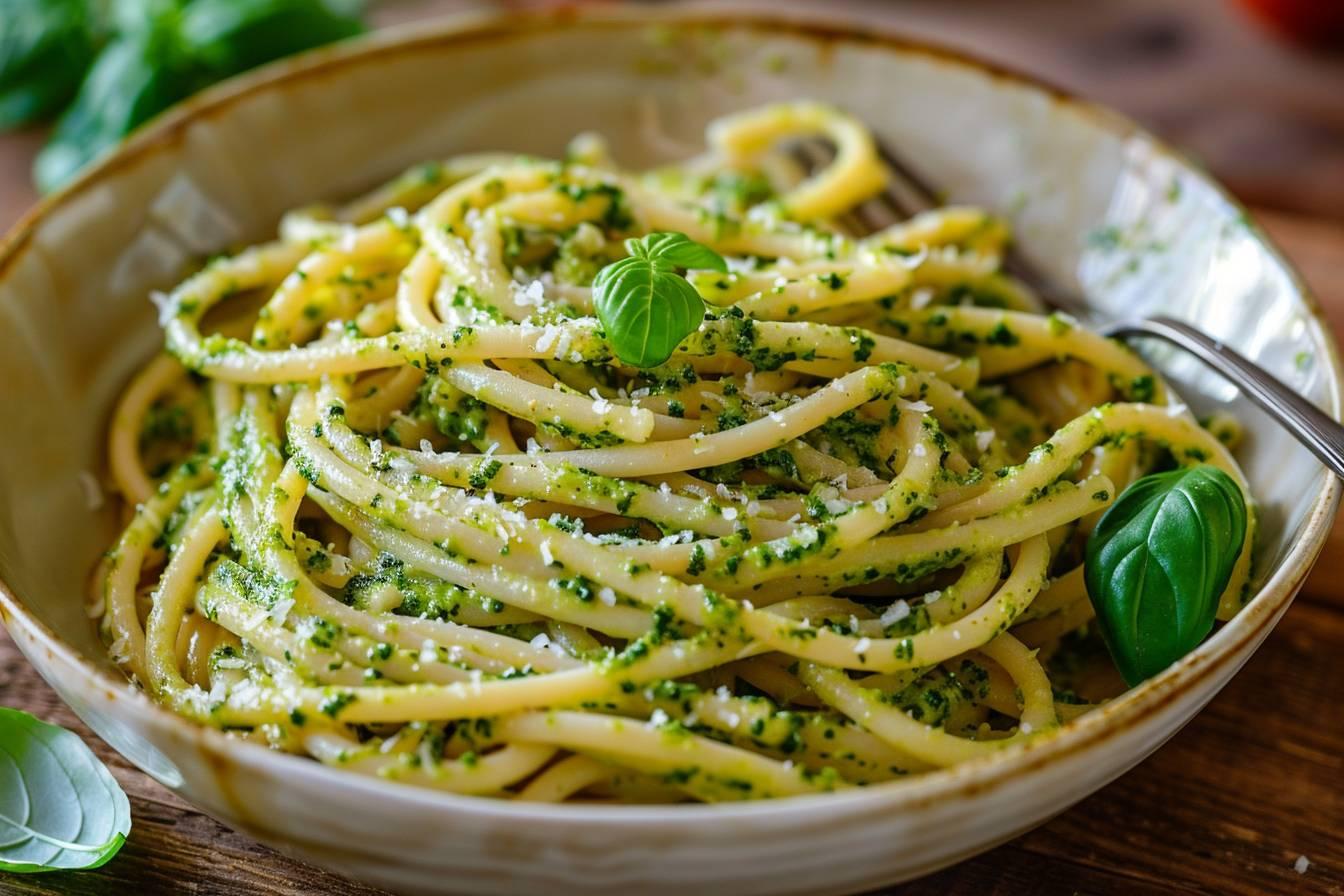 Pâtes fraîches maison au pesto de roquette verdoyant