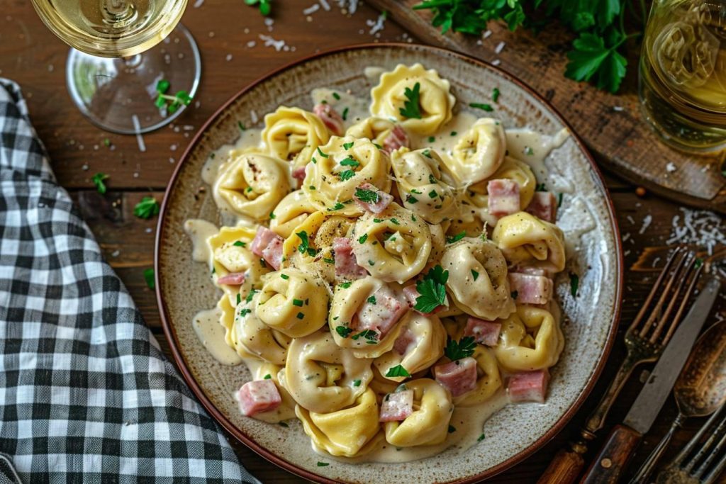 Tortellini au jambon et à la crème : recette délicieuse